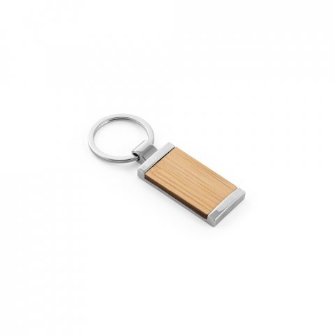 HOMER. Rectangular bamboo keyring - Natural