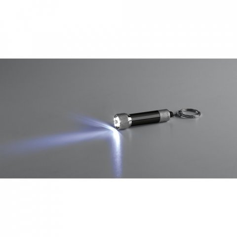 RE-LERGAN. Aluminium keyring (92% recycled) with 3-light LED torch - Black