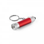 RE-LERGAN. Aluminium keyring (92% recycled) with 3-light LED torch - Red