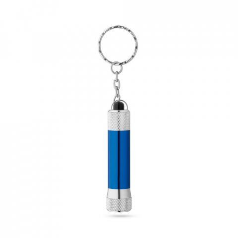 RE-LERGAN. Aluminium keyring (92% recycled) with 3-light LED torch - Royal blue