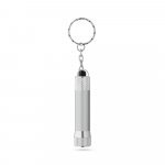 RE-LERGAN. Aluminium keyring (92% recycled) with 3-light LED torch - Satin silver
