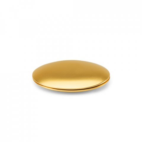 KAYLA. Espelho redondo de dupla face em alum&iacute;nio e com fecho magn&eacute;tico - Dourado