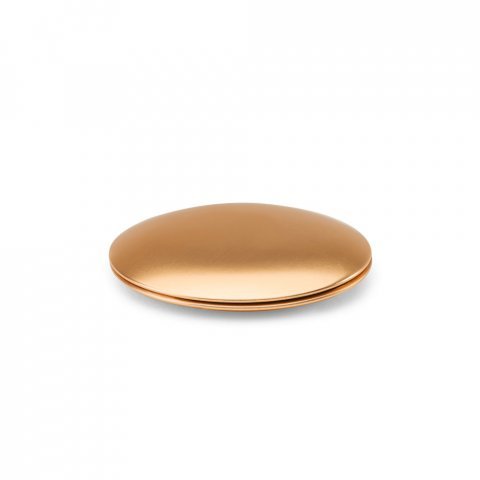 KAYLA. Espelho redondo de dupla face em alum&iacute;nio e com fecho magn&eacute;tico - Cobre