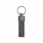 VAUGHN. Set compos&eacute; d'un porte-cartes et d'un porte-cl&eacute;s, tous deux en m&eacute;tal et polyester recycl&eacute; (30% rPET) - Gris fonc&eacute;