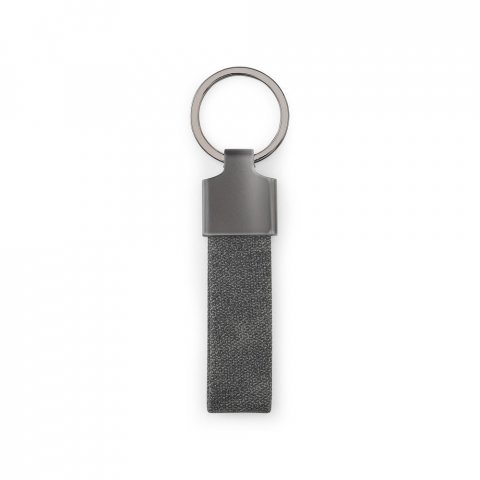 VAUGHN. Set compos&eacute; d'un porte-cartes et d'un porte-cl&eacute;s, tous deux en m&eacute;tal et polyester recycl&eacute; (30% rPET) - Gris fonc&eacute;