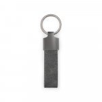 VAUGHN. Set compos&eacute; d'un porte-cartes et d'un porte-cl&eacute;s, tous deux en m&eacute;tal et polyester recycl&eacute; (30% rPET) - Gris fonc&eacute;