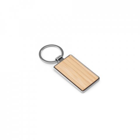 GASTON RECTANGULAR. Pravougaoni privezak za ključeve od gvožđa, cinka i bambusa - Natural