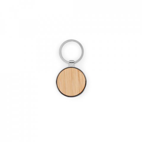 GASTON ROUND. Okrugli privezak za ključeve od gvožđa, cinka i bambusa - Natural