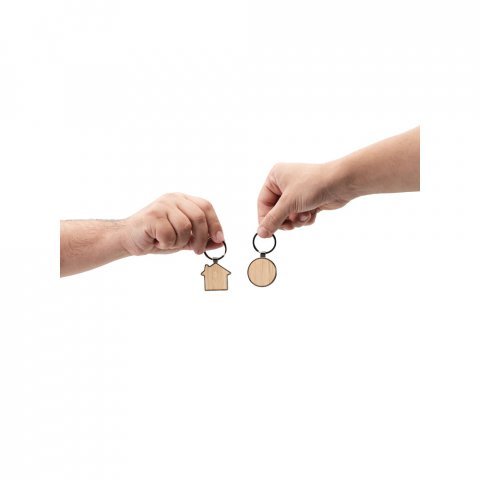 GASTON ROUND. Okrugli privezak za ključeve od gvožđa, cinka i bambusa - Natural