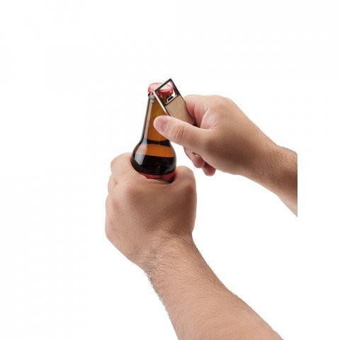 SYLVESTER. Pravougaoni privezak za ključeve od metala sa otvaračem za fla&scaron;e - Natural