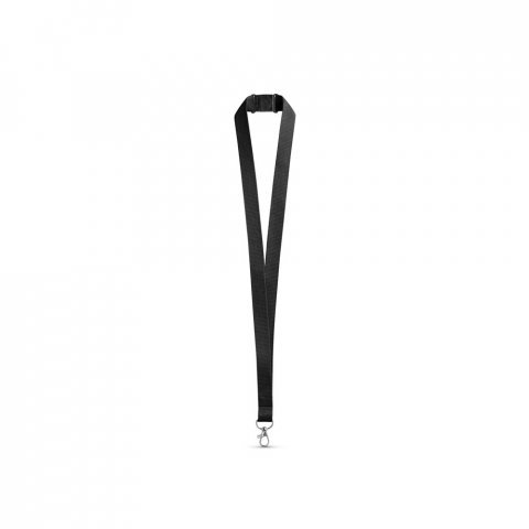 LEEDS. Polyesterist&auml; valmistettu kaulanauha turvalukolla - Musta