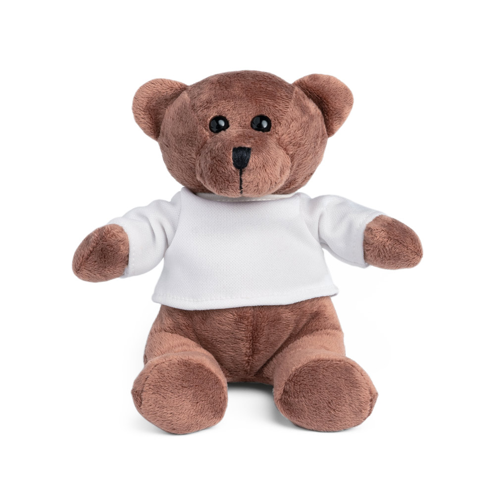 GRIZZLY. Peluche in poliestere, a forma di orso, con t-shirt