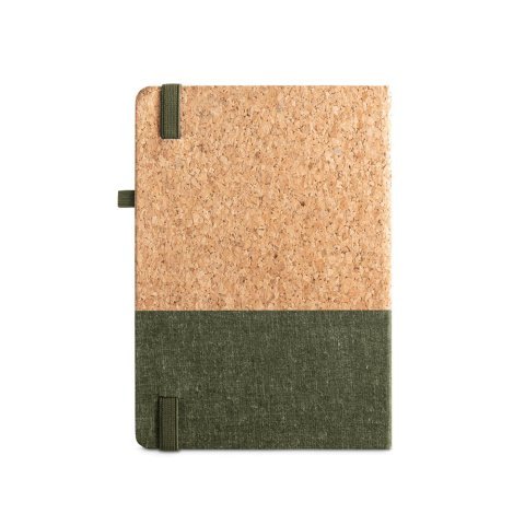 QUENTAL A5. Agenda de corcho y lino - Verde oscuro