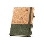 QUENTAL A5. Agenda de corcho y lino - Verde oscuro