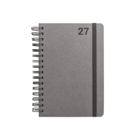 SIMMEL A5. Agenda A5, con anillas, de cuero (58% reciclado) - Negro