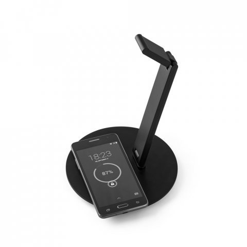 GERST. Support de casque en ABS avec chargeur sans fil int&eacute;gr&eacute; - Noir