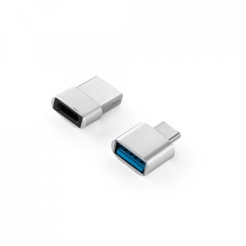 MINSKY. Set di 2 adattatori USB-A / USB-C in alluminio - Cromato satinato