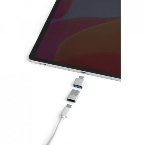 MINSKY. Set di 2 adattatori USB-A / USB-C in alluminio - Cromato satinato