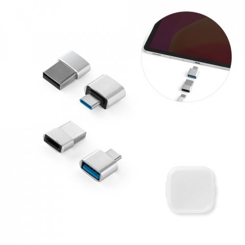 MINSKY. Set di 2 adattatori USB-A / USB-C in alluminio