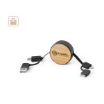 RUBINS. Zatahovac&iacute; USB kabel 6 v 1 z recyklovan&eacute;ho ABS (100% rABS) a bambusu