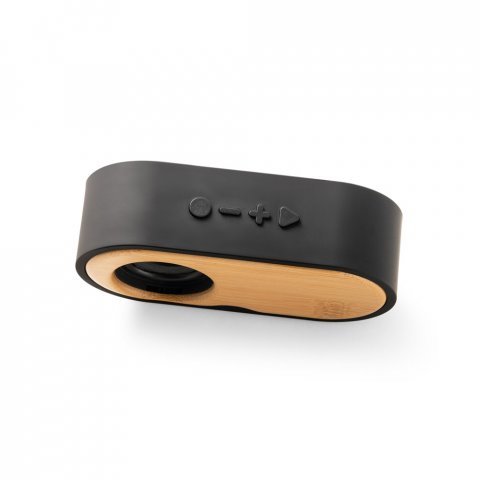 TILLY. B&aelig;rbar 3W-h&oslash;jttaler med 5 timers batterilevetid p&aring; bambus og genanvendt ABS (100 % rABS) - Sort