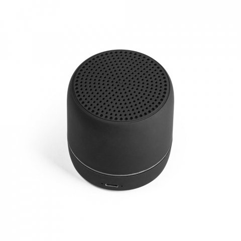 TURING. Kannettava 3 W:n kaiutin, jossa 4 tunnin akunkesto kierr&auml;tetyst&auml; ABS-muovista (100 % rABS) - Musta