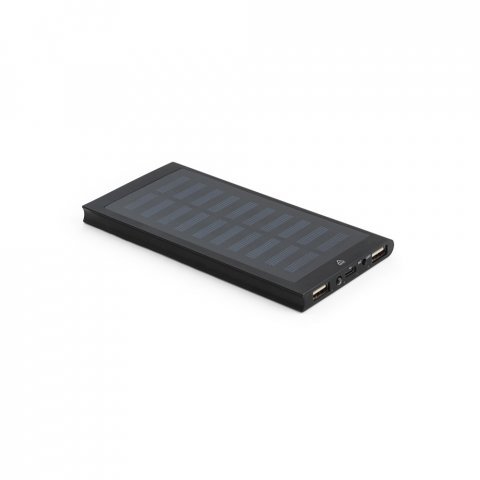 CLERK. Power bank da 8.000 mAh con pannello solare in alluminio 100% riciclato - Nero