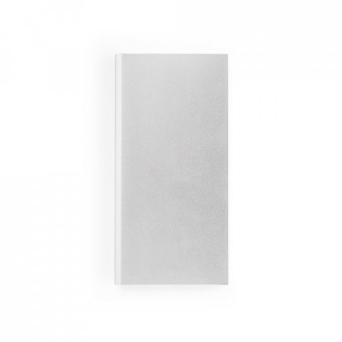 CLERK. Power bank da 8.000 mAh con pannello solare in alluminio 100% riciclato - Cromato satinato