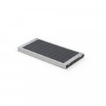 CLERK. Power bank da 8.000 mAh con pannello solare in alluminio 100% riciclato - Cromato satinato
