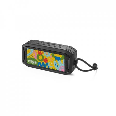 SHEERAN. Portable 10W speaker with IPX7 and 9h battery life on 100% recycled ABS - Black