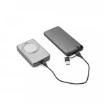 WARSHEL 10. Power bank magn&eacute;tica 10.000 mAh com carregador wireless super r&aacute;pido 15W em ABS reciclado (100% rABS) com suporte - Cinzento escuro