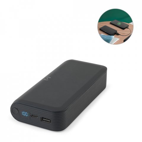 BECKER 20. 20 000 mAh power banka z recyklovan&eacute;ho ABS (100% rABS) s 15W superr&yacute;chlou bezdr&ocirc;tovou nab&iacute;jačkou