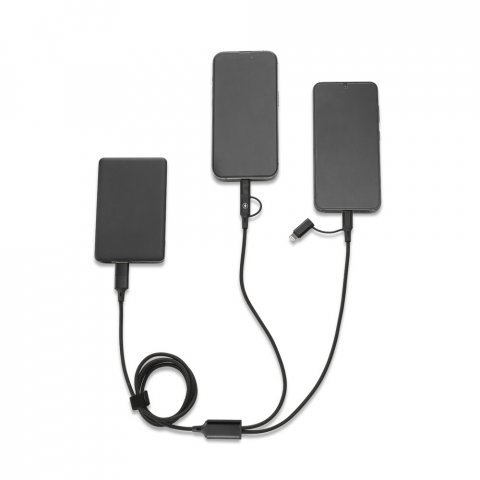 BERTOZZI. Супер бърз USB кабел 6 в 1 от рециклиран алуминий (20%) и рециклиран PET (4%) - черно