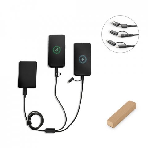 BERTOZZI. Супер бърз USB кабел 6 в 1 от рециклиран алуминий (20%) и рециклиран PET (4%)
