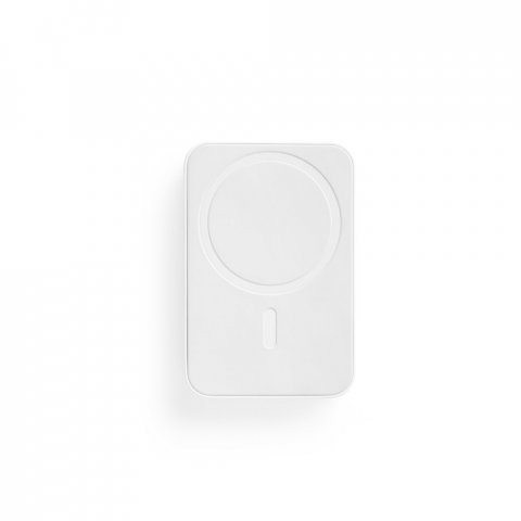 AMPERE 5. Power bank magnetico da 5.000 mAh con caricatore wireless superveloce da 15W in  ABS riciclato (100% rABS) - Bianco