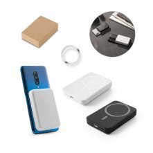 AMPERE 5. Power bank magn&eacute;tica 5.000 mAh com carregador wireless super r&aacute;pido 15W em ABS reciclado (100% rABS)