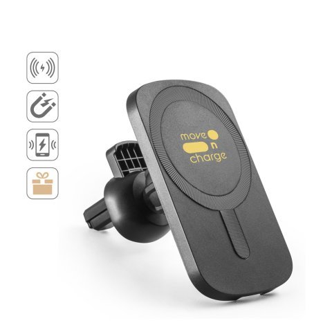 KOCH. Bilholder for smarttelefoner med tr&aring;dl&oslash;s magnetisk lader 15W i resirkulert ABS (100 % rABS)
