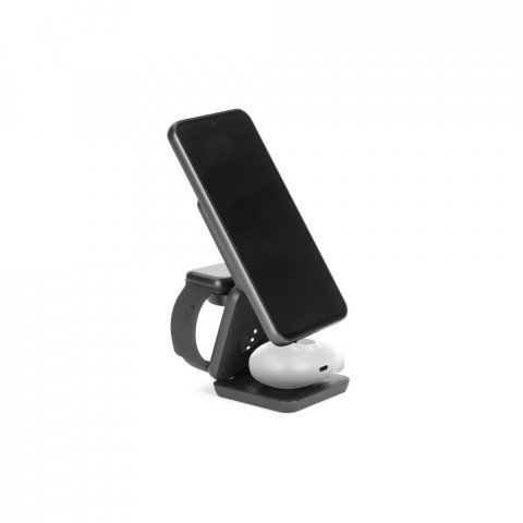 BROGLIE. Super rychl&aacute; 15W magnetick&aacute; bezdr&aacute;tov&aacute; nab&iacute;ječka 4v1 ve recyklovan&eacute;ho ABS (100% rABS) - Čern&aacute;