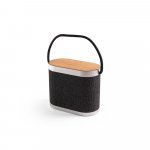 GUETTA. 5W draagbare luidspreker met supersnelle 15W draadloos oplader en 2 uur batterijduur gemaakt van bamboe en gerecycled PET (100% rPET) - Donkergrijs