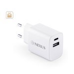 WEGENER. Adapter za napajanje sa USB-A portom 18W i USB-C 20W u recyklovan&eacute;ho ABS (100% rABS)