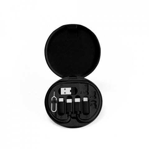 SYSTROM. &Uacute;jrahasznos&iacute;tott ABS-ből (100% rABS) szupergyors t&ouml;ltők&aacute;bel &eacute;s adapterk&eacute;szlet - Fekete