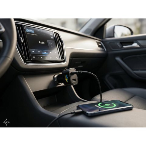 DIRAC. Adattatore per accendisigari con porta USB-A 18W e USB-C 20W in  ABS riciclato (100% rABS)