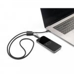 ZEWAIL. Cordon cu suport pentru smartphone inclus, cablu USB-C și diverse adaptoare din ABS reciclat și TPE reciclat - Negru