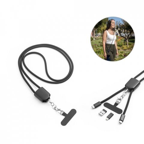 ZEWAIL. Cordon cu suport pentru smartphone inclus, cablu USB-C și diverse adaptoare din ABS reciclat și TPE reciclat