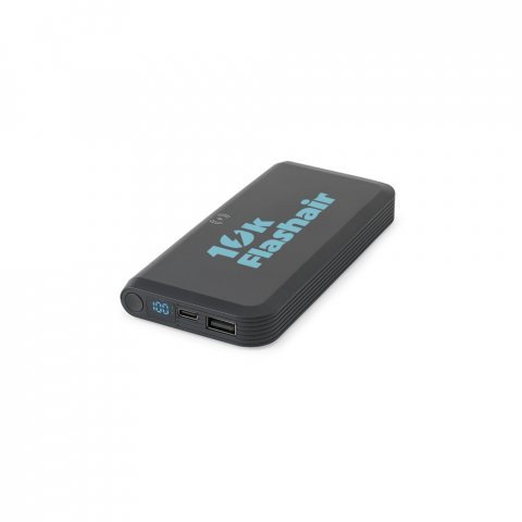 BECKER 10. 10.000 mAh powerbank van gerecycled ABS (100% rABS) met 15W supersnelle draadloze oplader - Zwart