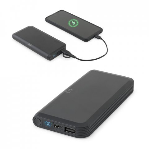 BECKER 10. 10.000 mAh powerbank van gerecycled ABS (100% rABS) met 15W supersnelle draadloze oplader