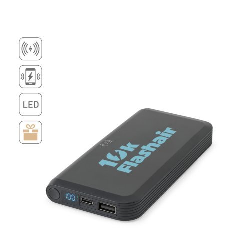 BECKER 10. Bežični punjač od 10.000 mAh u recikliranom ABS-u (100% rABS) sa superbrzim bežičnim punjačem od 15W