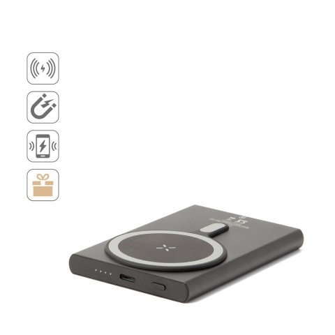 WRIGHT 5. Magnetna prenosiva baterija sa ultra brzim punjenjem od recikliranog aluminijuma i recikliranog ABS-a 5.000 mAh