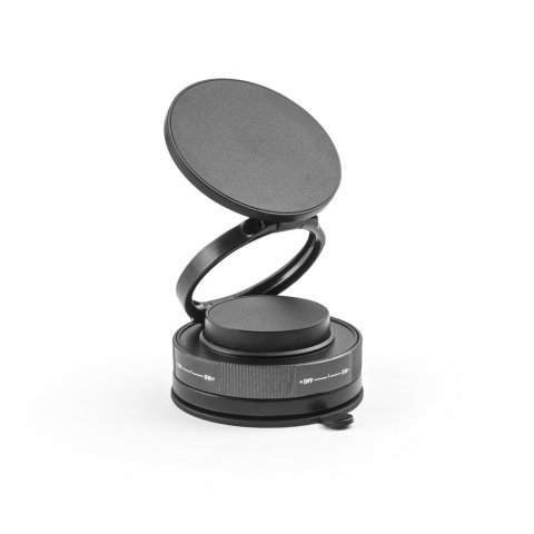 KEPLER. Magnetische mobiele telefoonhouder met vacu&uuml;mbevestigingssysteem voor gladde en oneffen oppervlakken (360&ordm; rotatie) - Zwart