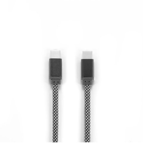 NADELLA. USB-C to USB-C cable with a braided polyester cord (60 W) and a magnetic system for easy winding - Black